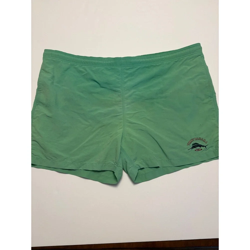 Tommy Bahama Swim Trunks Mens XL Green Marlin Logo Mesh Lined Nylon Shorts